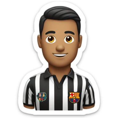 Referee with a Barcelona shirt sticker