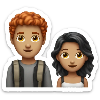 "A red-haired, fair-skinned girl and a black-haired, fair-skinned boy." sticker
