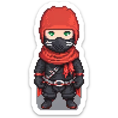 masked ninja with red scarf sticker