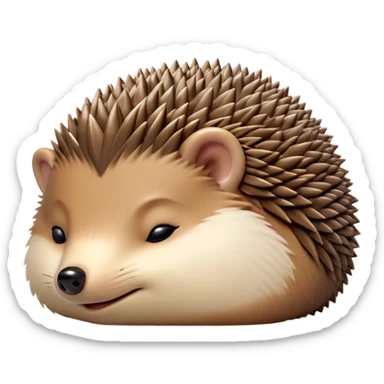 Meme-Worthy Cute Sleeping Hedgehog Portrait Emoji, Head resting peacefully with a contented smile, showcasing a delightfully compact build and a luxuriously soft brown Fur with tiny spines, eyes shut in a serene, restful nap, Simplified yet hilariously adorable features, highly detailed, glowing with a soft, drowsy light, high shine, relaxed and utterly lovable, stylized with an air of playful laziness, bright and heartwarming, soft glowing outline, capturing the essence of a comically sleepy hedgehog, so meme-worthy it feels like it could instantly become the next viral sensation of adorable slumber! sticker