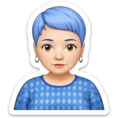 mujer mayor un poco gorda pelo azul o morado pixie cut barriobajera sticker