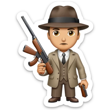 mafia gangster with tommy gun sticker