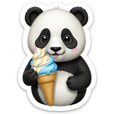 Panda eating ice cream sticker