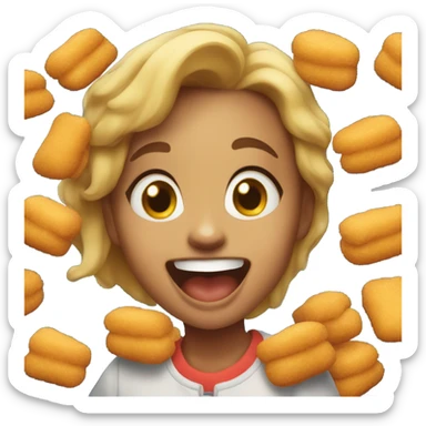 Girl eating chicken nuggets  sticker