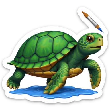 siyah rengi sevmeyen kaplumbağa ama kendisi siyah olduğu için kendini boyamaya çalışan kaplumbağa sticker
