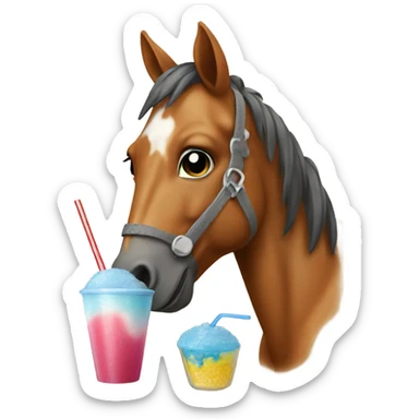 Horse eating a slushie sticker