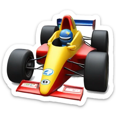 Formula car with fireworks sticker