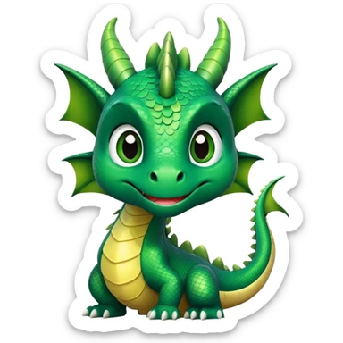dragon with green scales and friendly face sticker