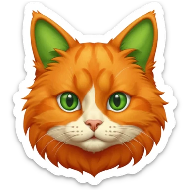 try orange cat missing his right eye and has a green left eye, with an orange patch of fur near his nose sticker