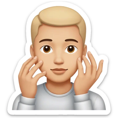 A hand touching a face in a sweet way man  sticker