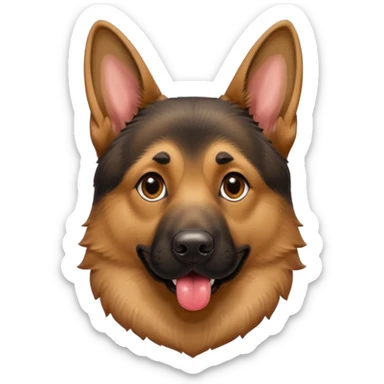 A German Shepard with its tongue out a little sticker