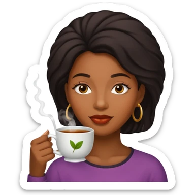 Black woman drinking tea sticker