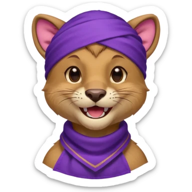 
Fossa animal wearing a purple bandana on his forehead from league of legends laughing emoticon sticker