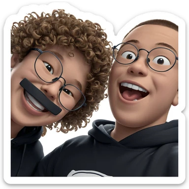 boys with glasses and smiles sticker