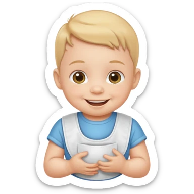 baby with bib sticker
