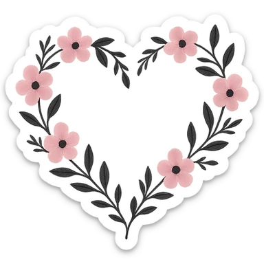 pink black wreath heart, remove background sticker
