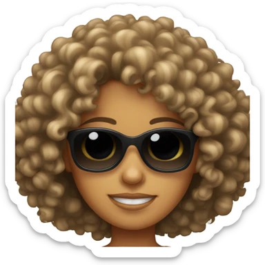 curly haired girl tanned with sunglasses sticker