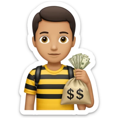 A Robber that just robes a bank** and that has yellow and black stripes that has a bag with money inside sticker