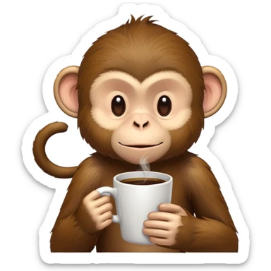 Sleepy monkey with coffee sticker