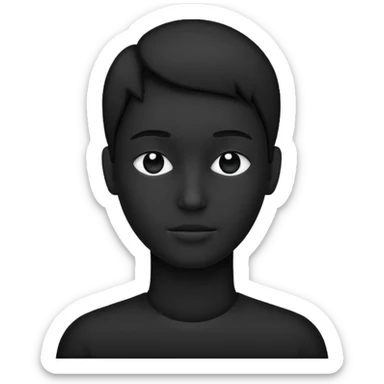 completely flat black silhouette, no facial features, no eyes, no no nose, no lips, no hair sticker