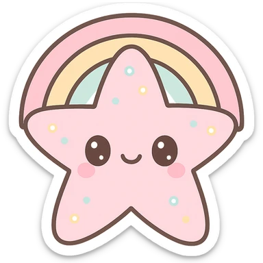 kawaii sea star, soft pastel rainbow, decorated with rhinestones, adorable expression sticker