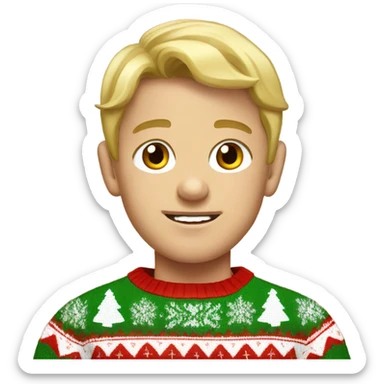 Really ugly blond boy in christmas sweater sticker