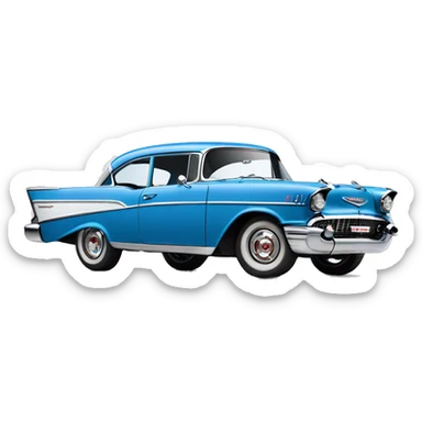 Blue 1957 Chevrolet bel air side view sticker