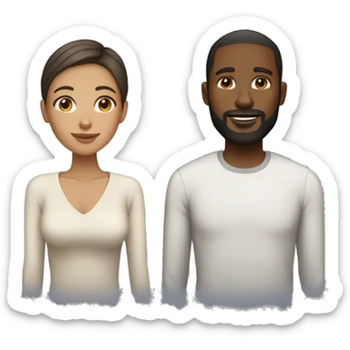 Couple black man with beard and very light skinned woman sticker