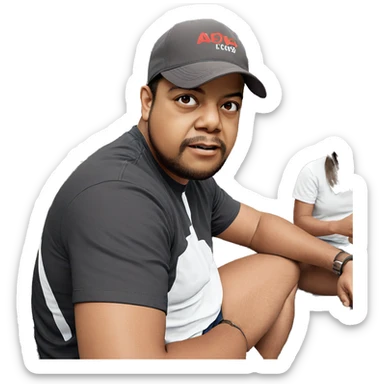 outdoor sit with brown hair sticker