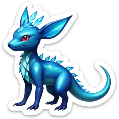 Colorful Dark Shiny Exotic Salandit-Aurorus-Glaceon-Fakémon-hybrid-creature (full body)  sticker