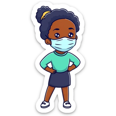 Black girl with facial mask during skincare sticker