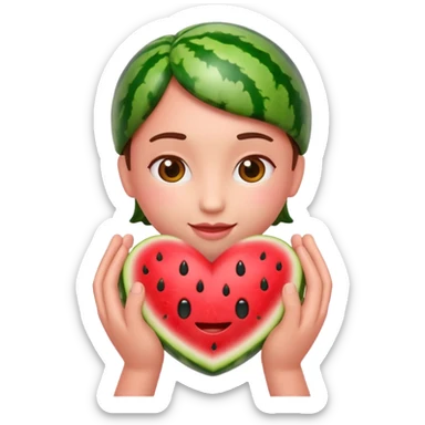 emoji of watermelon-red heart with giving hands sticker
