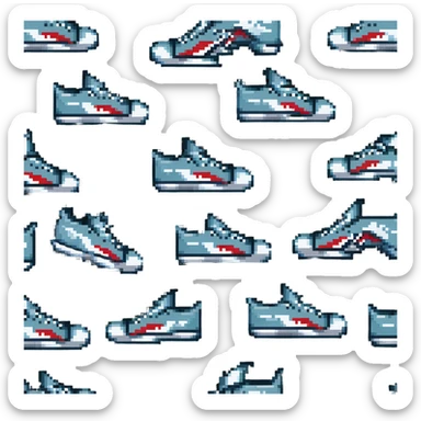 sneakers with shark design sticker