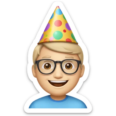 Nerd emoji with party hat sticker