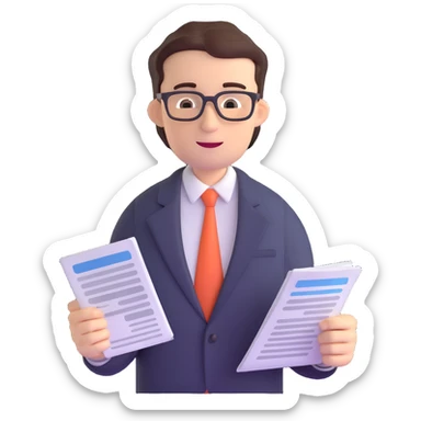 accountant with financial papers, no eyeglasses sticker