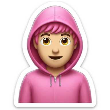 European guy wearing a pink Kirby hood sticker