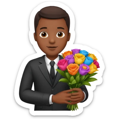 Black Male hand give a bogue of flowers sticker
