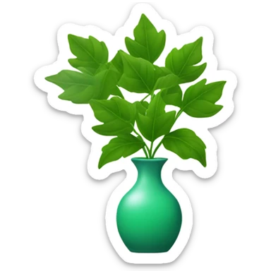 emoji holding green leafs in a vase sticker