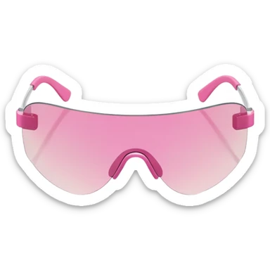 ultra minimalist frameless pink tinted shield visor sunglasses, simple clean lines sticker