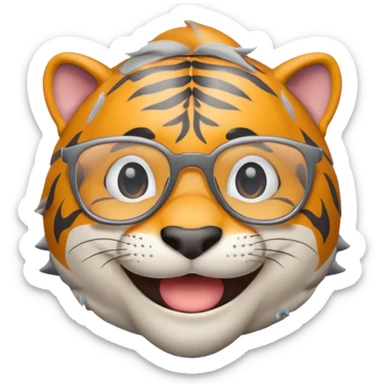 create me a slack emoji of a very old tiger shark with grey hair and glasses sticker