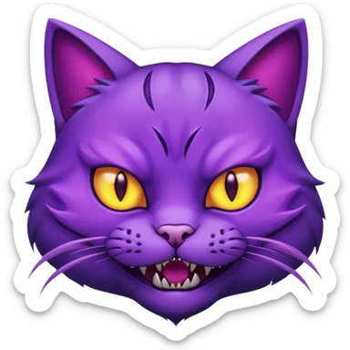 Scary purple cat sticker