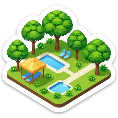 Green vacation park isometric exterior sticker