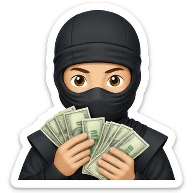 Ninja holding money sticker