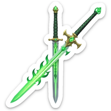 sword burning green flame sticker
