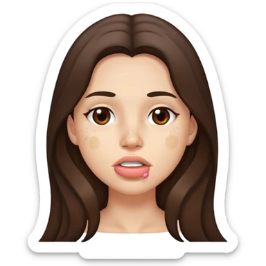 brunette woman with long hair and little pimples around her mouth sticker