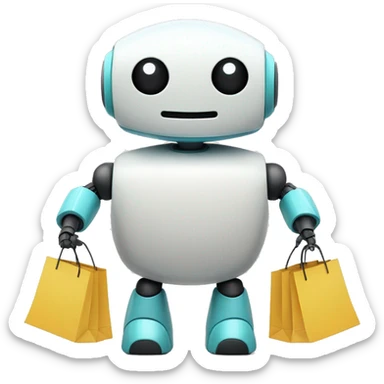 Cute rounded shaped robot with shopping bags sticker