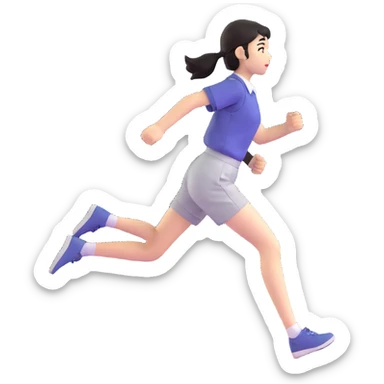 Japanese female high school student in PE uniform running on track sticker