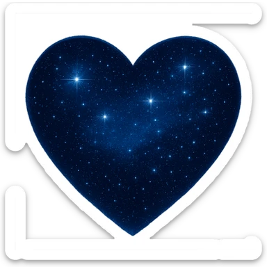 Add more stars to the midnight heart, keep the deep blue and black colors, glowing effect, no background. Maintain the style and glowing effect of the original image. sticker