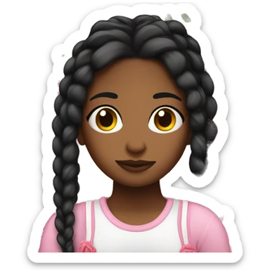 Chica negra con trenzas rosas sticker