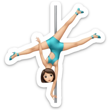 brunette with short hair (bob) and light skin pole dancing , two legs and two arms sticker